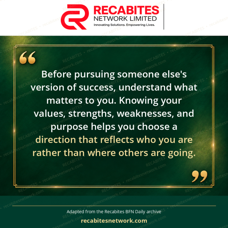 Before pursuing someone else's version of success, understand what matters to you. Knowing your values, strengths, weaknesses, and purpose helps you choose a direction that reflects who you are rather than where others are going.
