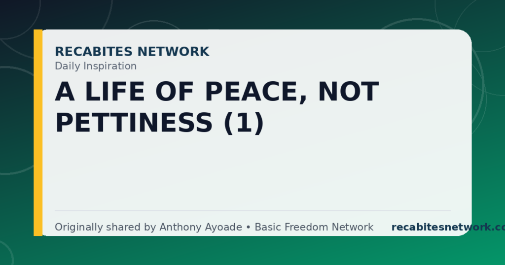 Daily Inspiration: A Life Of Peace, Not Pettiness (1)