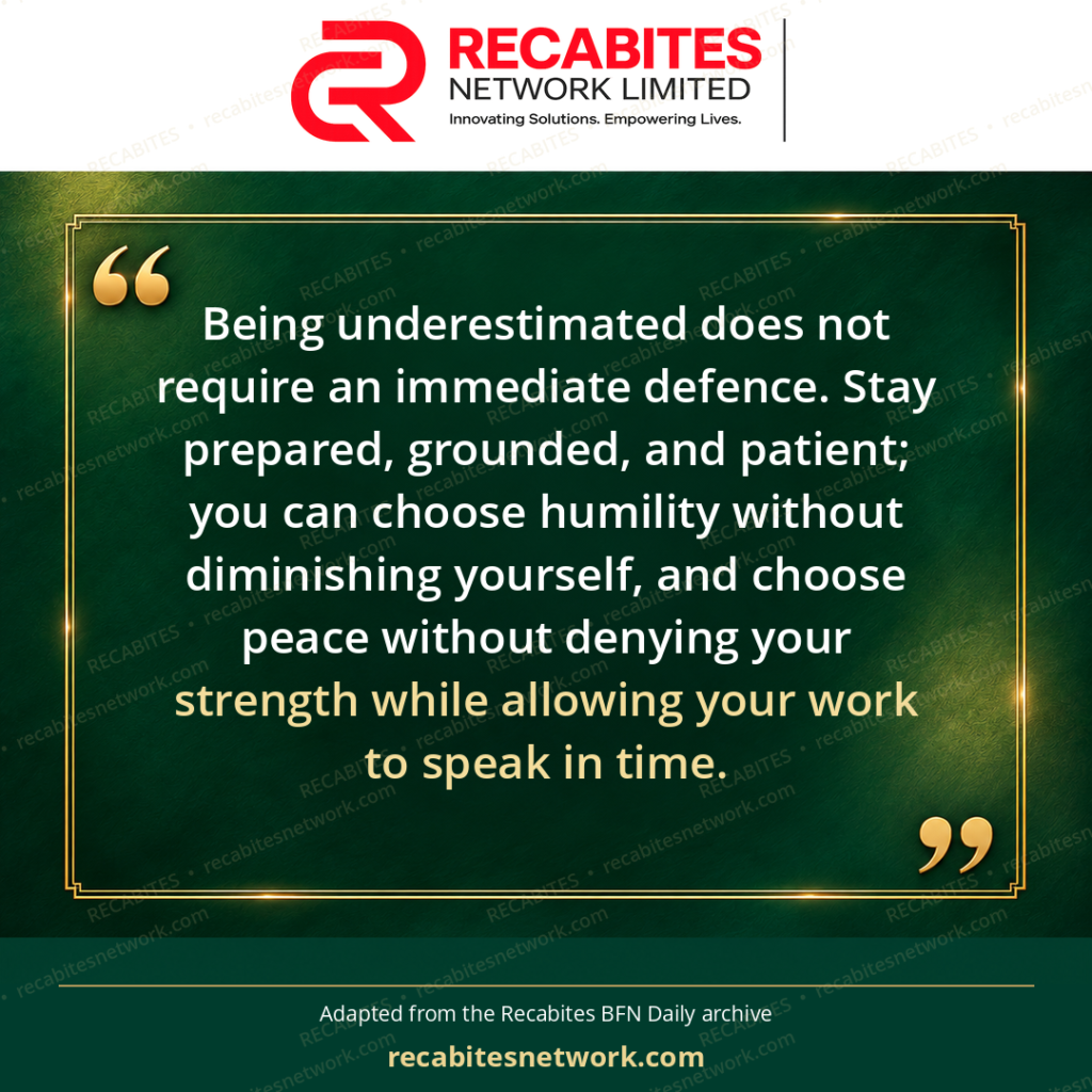 Being underestimated does not require an immediate defence. Stay prepared, grounded, and patient; you can choose humility without diminishing yourself, and choose peace without denying your strength while allowing your work to speak in time.